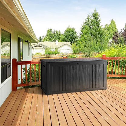 270 Gallon Lockable Resin Deck Box, Waterproof & UV-Resistant Outdoor Storage - Image 3