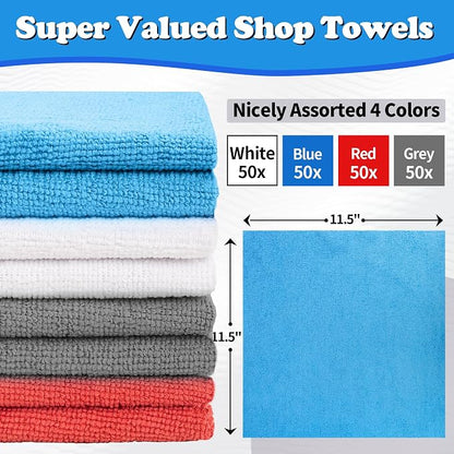 FIXSMITH Shop Towels, Microfiber Cleaning Cloth Bulk, 200 Pack Microfiber Towels - Image 2