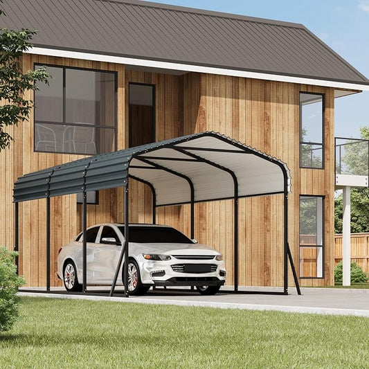 10 x 15 FT Metal Carport with Galvanized Steel Roof, Heavy Duty Metal Roof by RELJOFUM