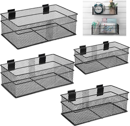 Barydat 4 Pcs Slatwall Basket Set Ventilated Metal Slatwall Basket Hanging Wire by home