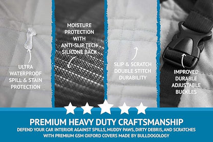 Bulldogology Dog Car Seat Cover Waterproof Heavy Duty Bench Dog Hammock - Image 4