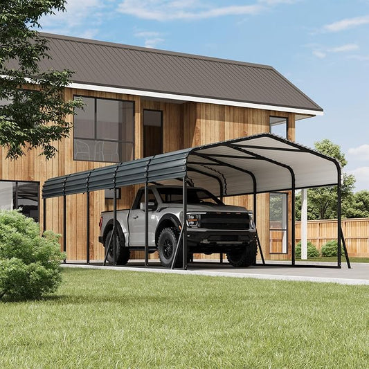 12 x 24 FT Metal Carport with Galvanized Steel Roof, Heavy Duty Metal Roof by RELJOFUM