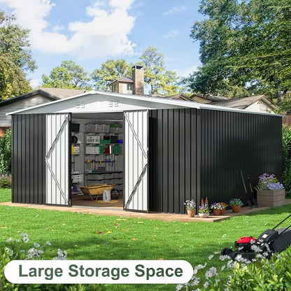 WKM 12x14 FT Outdoor Storage Shed, Utility Metal Tool Storage - Image 4