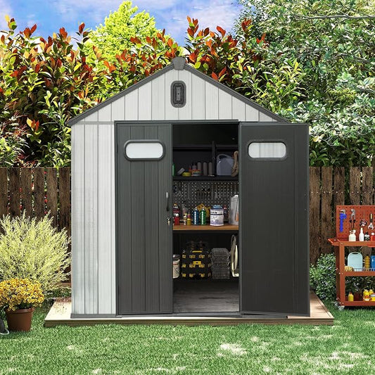 Domi 6x6 FT Outdoor Resin Storage Shed, All-Weather Double-Wall Storage Building by domioutdoorliving