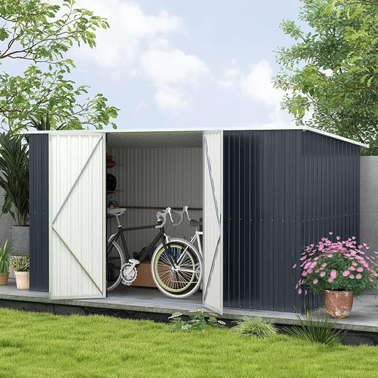 Outsunny 11' x 6' Outdoor Storage Shed, Galvanized Metal Utility Garden Tool by Outsunny