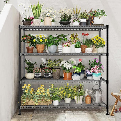 45 "W Metal Shelving Unit 4 Tier Storage Shelves Adjustable Wire Shelving Metal - Image 8