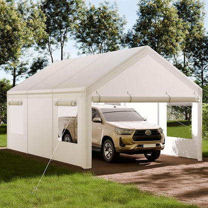 Shintenchi Carport 12' x 20' Heavy Duty Portable Garage, Car Port Canopy - Image 2