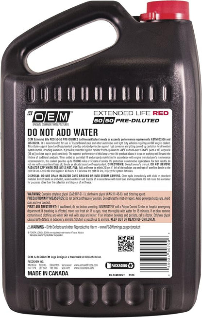 OEM Recochem Asian Vehicles Premium Antifreeze 50/50 Extended Life Coolant RED - Image 2