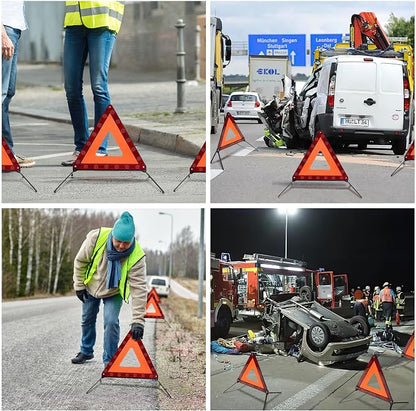 AYKRM 3PACK Car Warning Triangle Heavy Reflective Warning Road Safety Triangle - Image 4