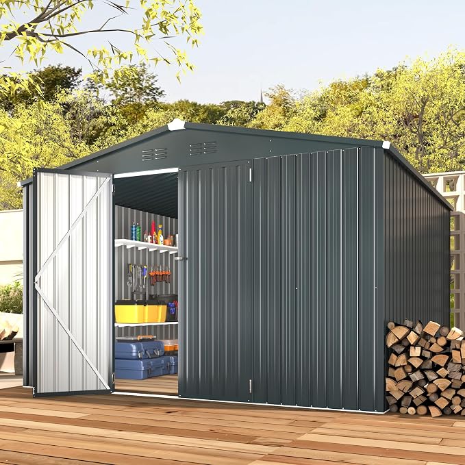 AECOJOY Shed 10'x10' Storage Shed, Large Metal Storage Sheds & Outdoor Clearance - Image 5