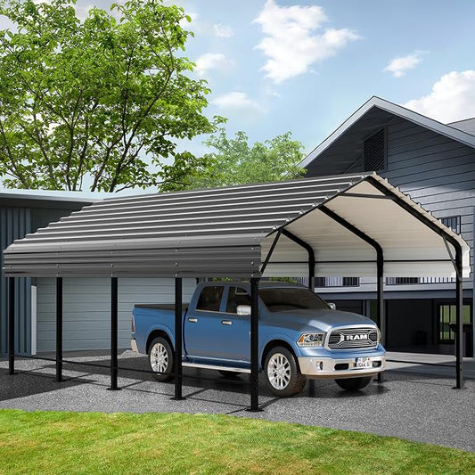 JAMFLY Carport, 12X15 FT Metal Carport, Heavy Duty Carport Canopy by JAMFLY