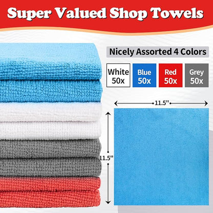 FIXSMITH Shop Towels, Microfiber Cleaning Cloth Bulk, 200 Pack Microfiber Towels - Image 2
