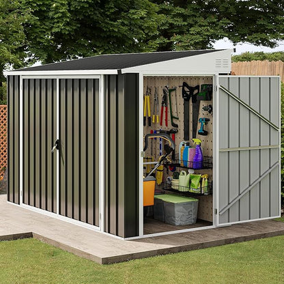 DWVO 8x4 FT Outdoor Weatherproof Storage Shed, Secure Metal Bike Shed - Image 2