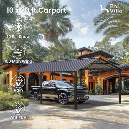 PHI VILLA 10 x 20 ft Carport Metal Carports - Image 5