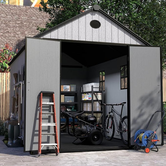 7.3x11.2 FT Resin Outdoor Storage Shed Large, 566 Cuft Garden Tool Sheds & by EHHLY