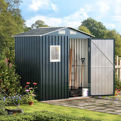 6X4X6.5 FT Compact Vertical Outdoor Steel Storage Shed - Image 7
