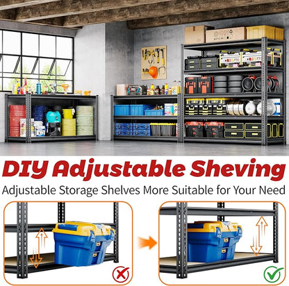 48"W Garage Shelving, 2650LBS Storage Shelves heavy duty, 5 Tier Metal Shelving - Image 7
