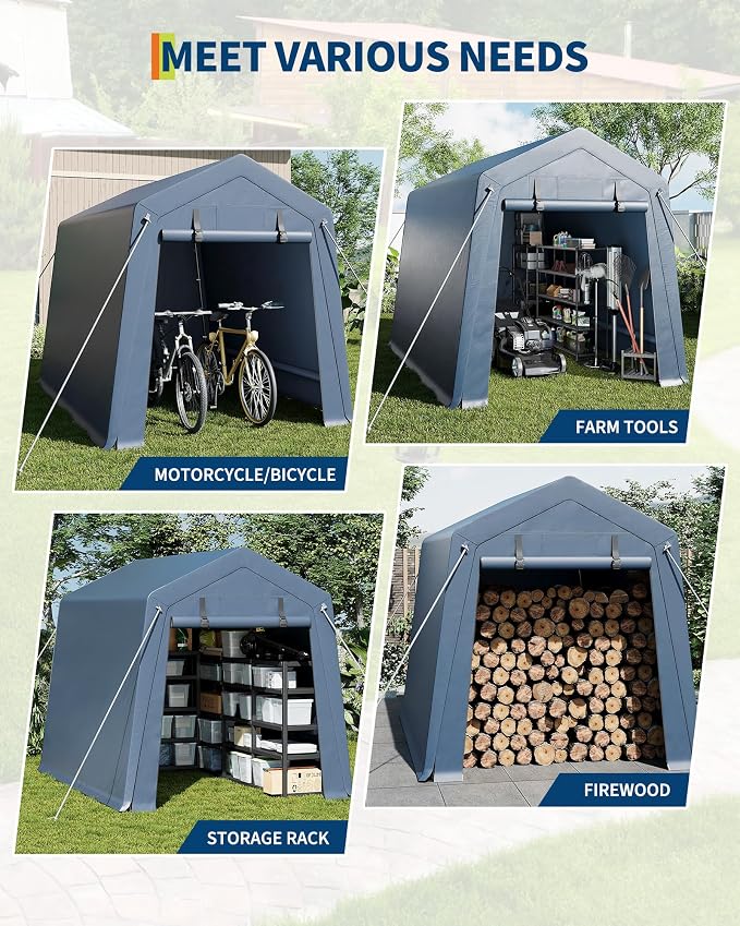 6x6 FT Outdoor Storage Shed, Portable Carport - Image 6