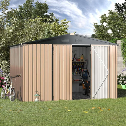 AECOJOY Shed 8' x 10' Outdoor Storage Metal Shed, Steel Yard Shed - Image 4