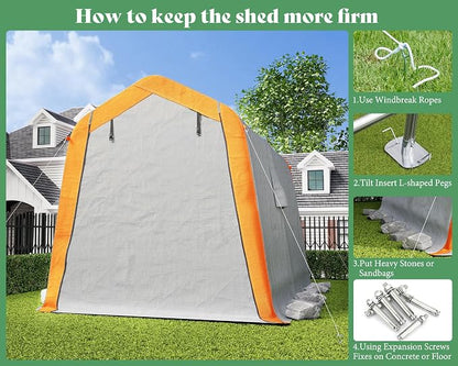 AMERLIFE 6x8x6.6 FT Heavy Duty Portable Shed Storage Shelter, Outdoor Storage - Image 7