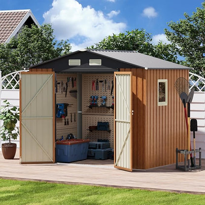 8x6FT Outdoor Storage Shed, Metal Garden Shed by Unknown