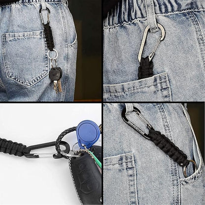 BRAVESHINE Paracord Keychain Carabiner Clip, D Ring Lanyard Hanger Stroller Hook - Image 2