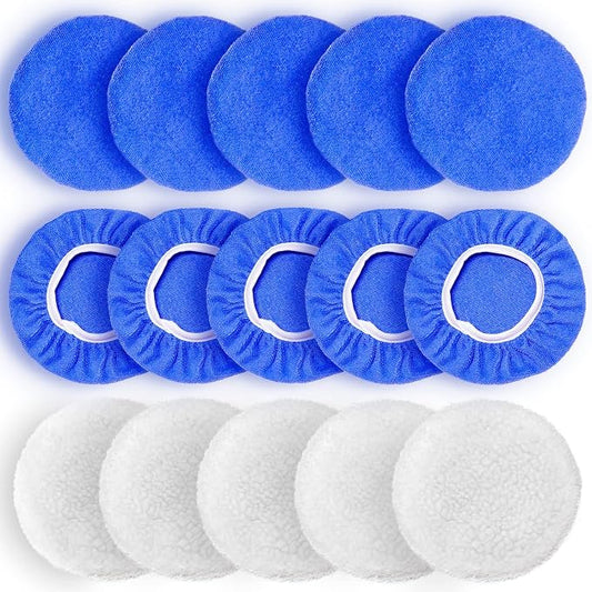 5 to 6 Inch Car Polisher Pad Bonnet, 10*Microfiber+5*Woollen by FONAROLL