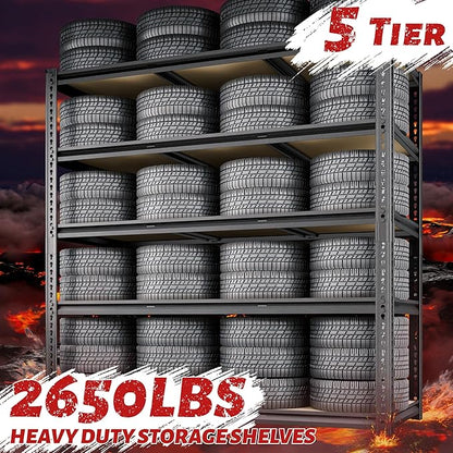 48"W Garage Shelving, 2650LBS Storage Shelves heavy duty, 5 Tier Metal Shelving - Image 5