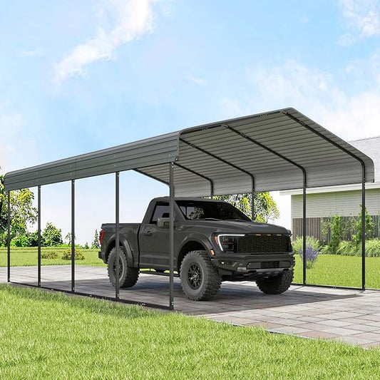 Real Relax 12x20FT Heavy Duty Metal Carport, Outdoor Carport Canopy by RealRelax