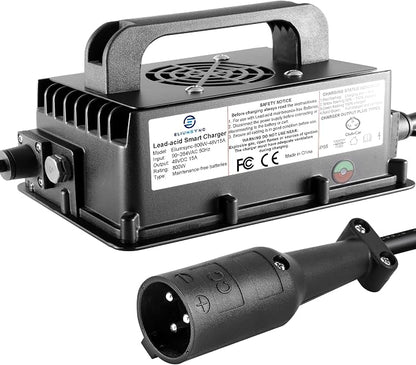 800W Lead Acid Battery Charger 48 Volt 15 AMP 3-Pin Round Plug Club Car Golf by Eliumsync