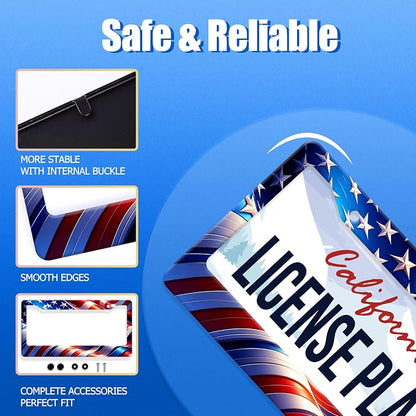 Watercolor American Flag License Plate Frame USA Flag License Plate Stainless - Image 2