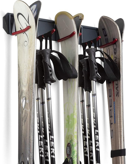 Wall Mounted Horizontal Rack for Storage of Skis and Poles-Heavy Duty by Wealers