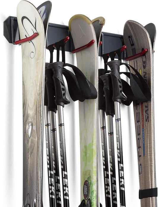 Wall Mounted Horizontal Rack for Storage of Skis and Poles-Heavy Duty by Wealers
