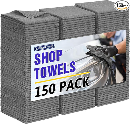 HOMERHYME Microfiber Cleaning Cloth, 150 Pack Grey Cleaning Rags, Bulk by HOMERHYME