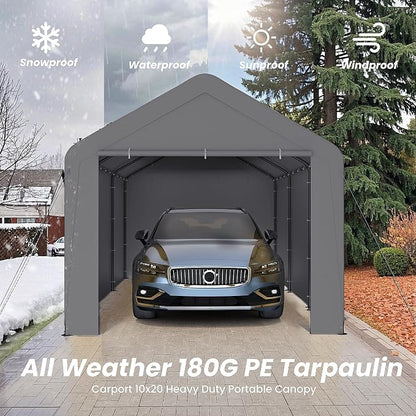 Carport 10x20 Heavy Duty Portable Garage w/Removable Sidewalls & Roll-Up Door - Image 4