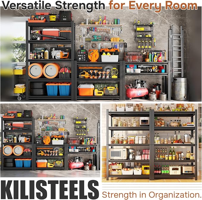 40" W Metal Garage Shelving Unit 3500LBS Metal Storage Shelves 5 Tier - Image 7