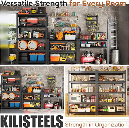 40" W Metal Garage Shelving Unit 3500LBS Metal Storage Shelves 5 Tier - Image 7