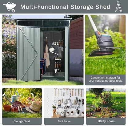 Metal 5x3 FT Garden Storage Shed, Outdoor Small Shed - Image 7