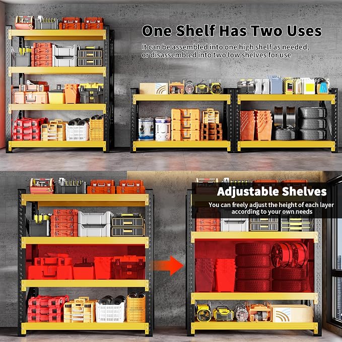 5000LBS Heavy Duty Garage Shelving 59" W Garage Storage Shelves 4-Tier Metal - Image 5