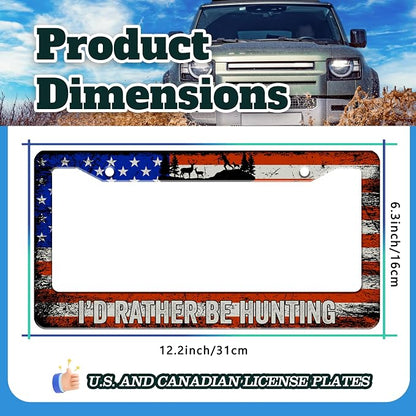 I'd Rather Be Hunting License Plate Frame Retro American Flag License Plate - Image 3
