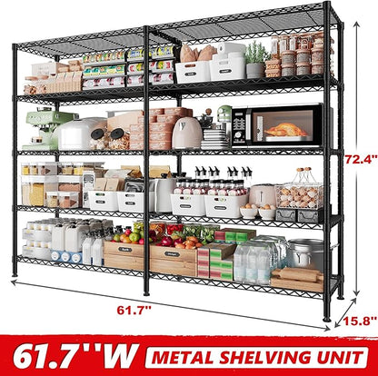 REIBII 1500LBS Storage Shelves Metal Shelving Unit 61.7''W Wire Shelving - Image 3