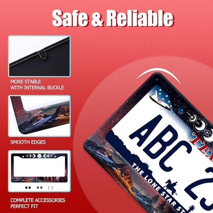 Moon Phases License Plate Frame Starry Sky Forest Moon License Plate Frames - Image 2