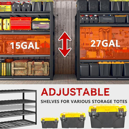 REIBII 60" W Garage Shelving Heavy Duty 2500LBS Storage Shelves 4-Tier Garage - Image 5