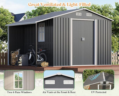 Jocisland 10.6x6.8x6.3 FT Galvanized Metal Storage Shed - Image 7