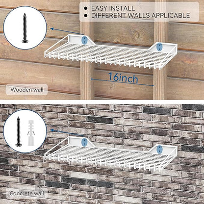 Wallmaster Heavy Duty Garage Wall Shelving 2 Pack 23.6"x11.8" Metal Wire - Image 5