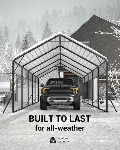 13'x26'x11' Oversized Metal Carport, Steel Heavy Duty Carport - Image 3