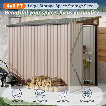 4' x 8' Outdoor Lean to Storage Sheds Outdoor, Heavy-Duty Lean to Garden - Image 7