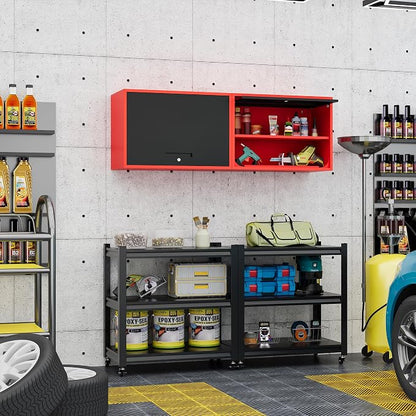 Metal Storage Cabinet Black Red Wall Cabinets - Image 4