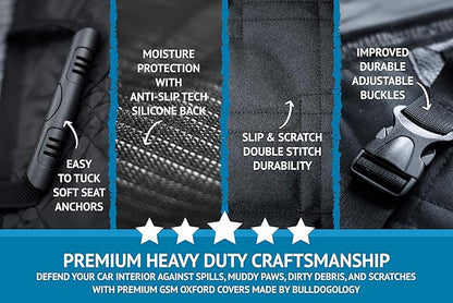 Bulldogology Dog Car Seat Cover 64"x60" Waterproof Heavy Duty Bench Dog Hammock - Image 4
