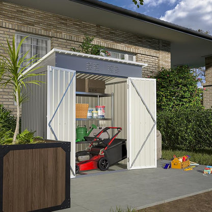 6 x 4 FT Outdoor Storage Metal Shed, Bike Garden Tool Shed - Image 2